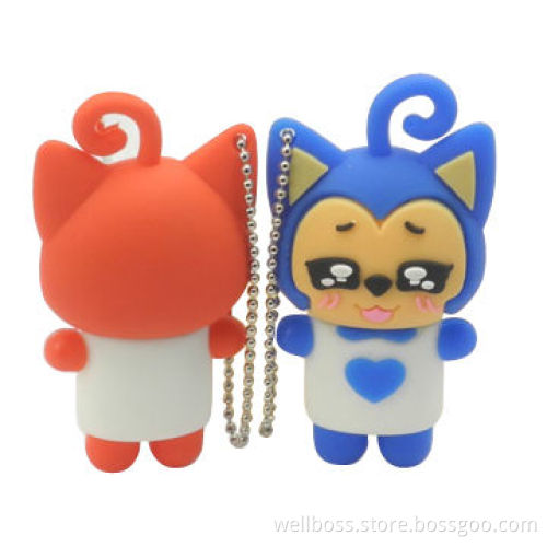 PVC Ali Fox-shaped Cartoon USB with Keychain, Factory price